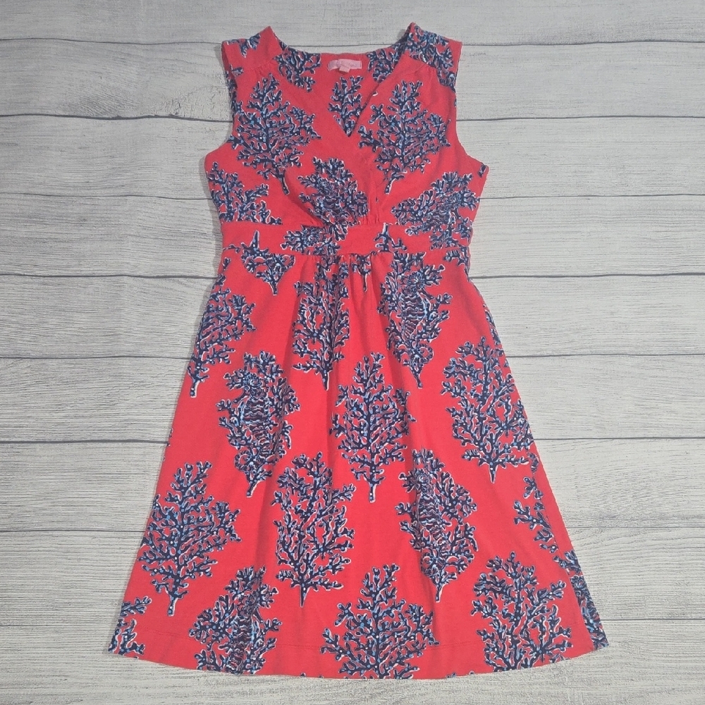Lilly Pulitzer Women's Jia Siesta Coral Reef Mini Dress Red and Blue Size S
